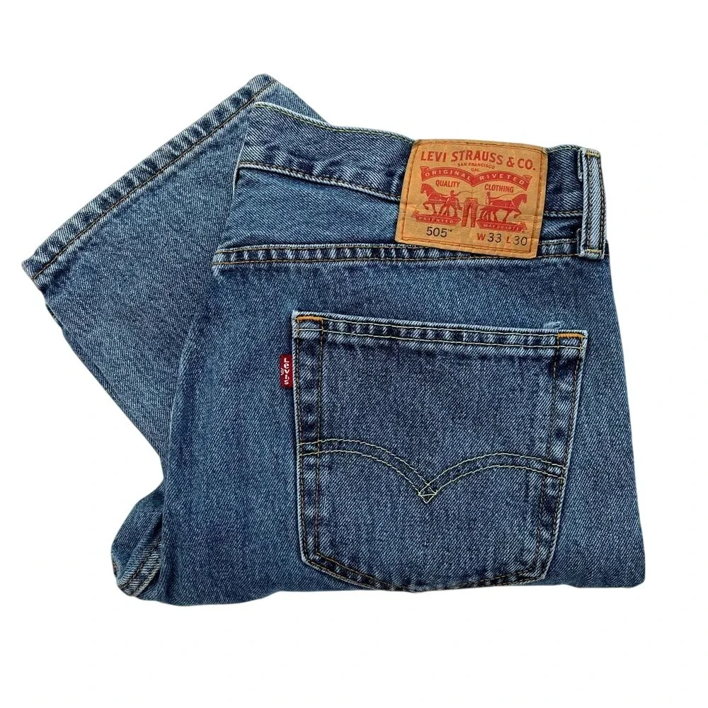 Levis Strauss‎ & Co Mens 505 Jeans, Light Blue Levi Mens Straight Leg Denim 246